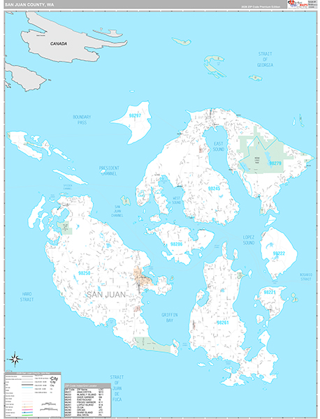 San Juan County, WA Wall Map Premium Style